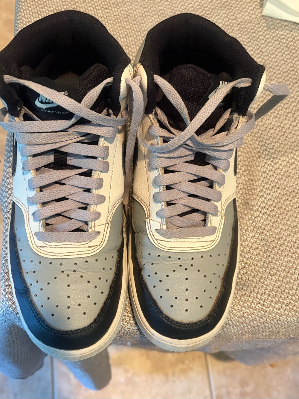 Nike Men’s Mid-Top Sneakers in Gray, Black, White